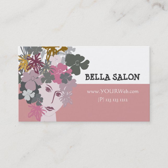 Pink Feminine Beauty Blooming Hair Piece Appointment Card (Front)
