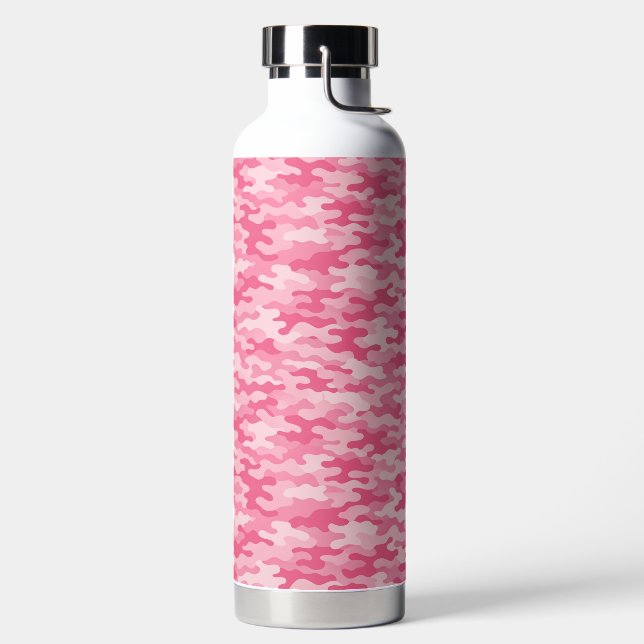 Pink Feminine Camo Pattern Water Bottle (Left)