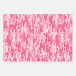 Pink Feminine Camo Pattern Wrapping Paper Sheet