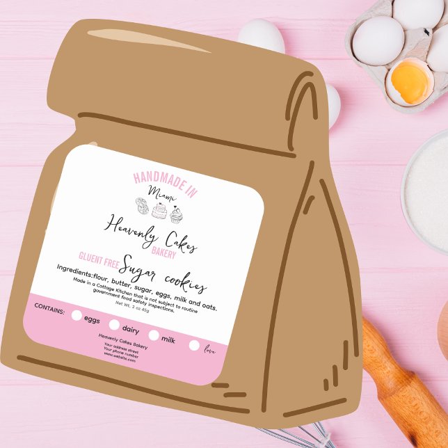 Pink feminine Chocolate cookies ingredients labels (Creator Uploaded)