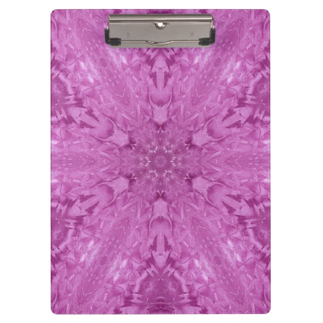 Pink Feminine Lace Kaleidoscope Snowflake Clipboard (Front)
