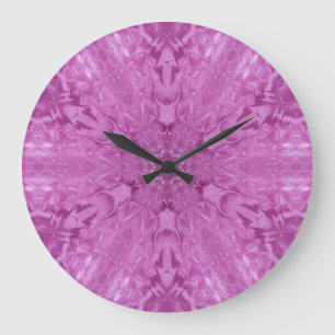 Pink Feminine Lace Kaleidoscope Snowflake Large Clock