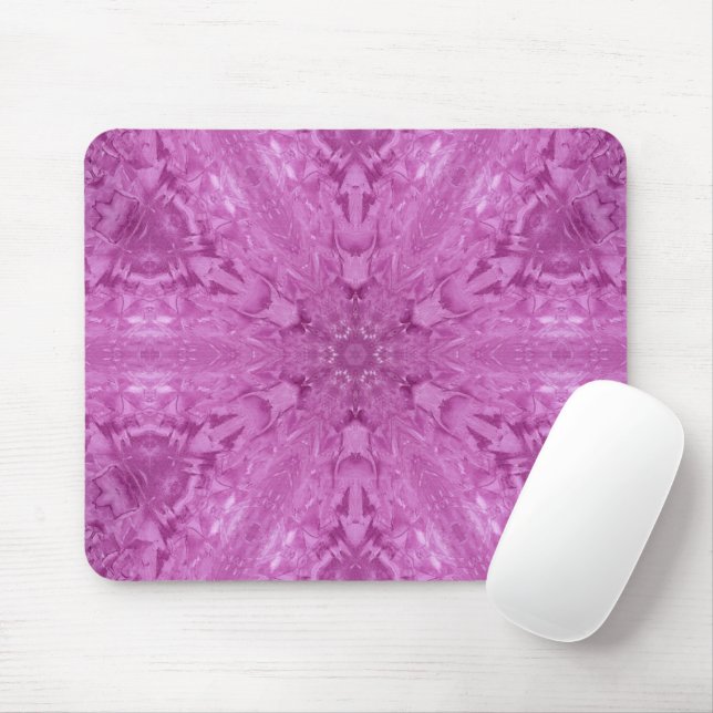 Pink Feminine Lace Kaleidoscope Snowflake Mouse Mat (With Mouse)
