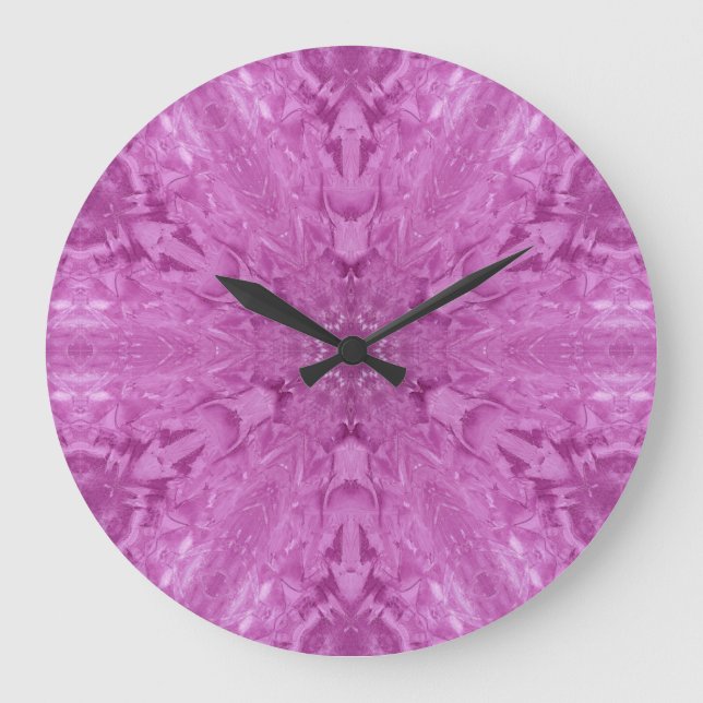 Pink Feminine Lace Snowflake No Numbers Large Clock (Front)