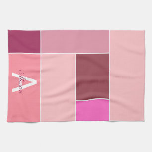 pink Feminine modern Monogram Tea Towel