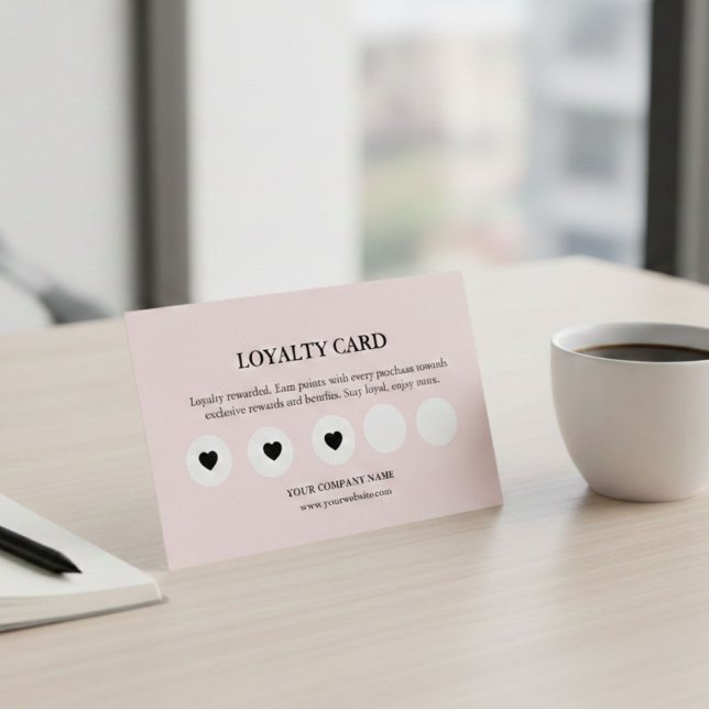 Pink Feminine Small Business Elegant Rewards  Loyalty Card (Creator Uploaded)