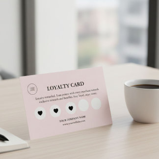 Pink Feminine Small Business Elegant Rewards  Loyalty Card