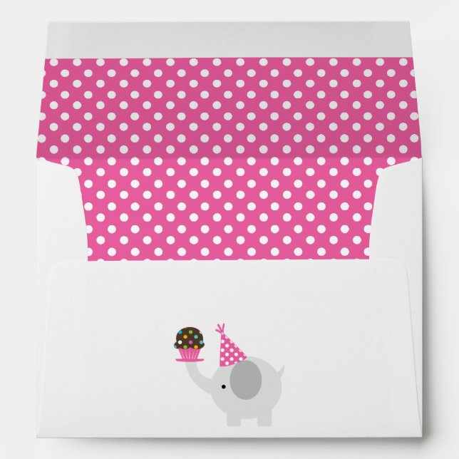 Pink Festive Birthday Elephant Envelopes (Back (Bottom))