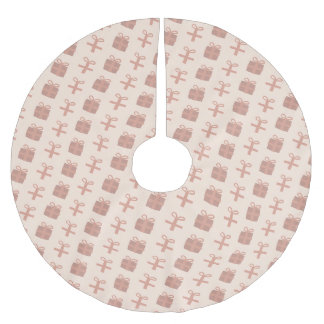 Pink Festive Christmas Gifts Pattern Brushed Polyester Tree Skirt