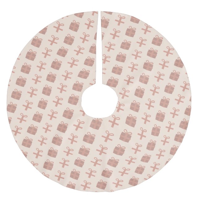 Pink Festive Christmas Gifts Pattern Brushed Polyester Tree Skirt (Front)