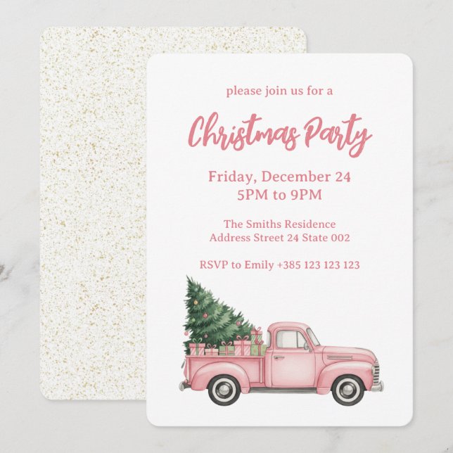 Pink Festive Christmas party Invitation (Front/Back)
