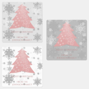 Pink Festive Christmas Tree Baking Label