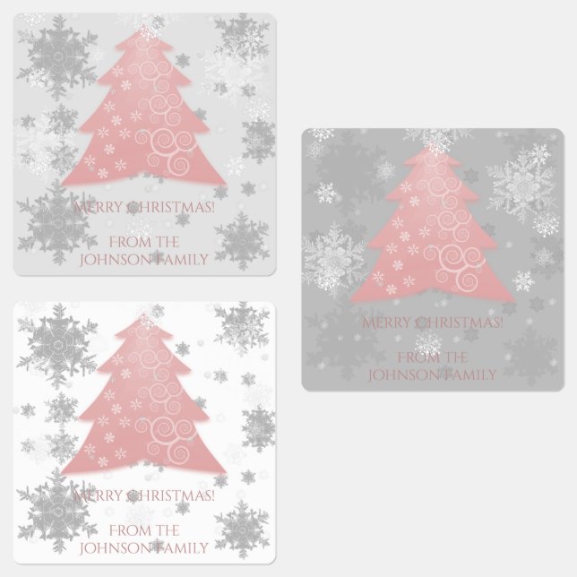 Pink Festive Christmas Tree Baking Label (Group)