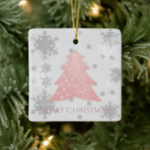 Pink Festive Christmas Tree Ceramic Ornament