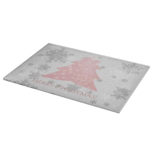 Pink Festive Christmas Tree Cutting Board (Corner)