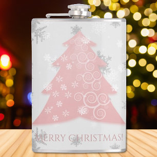Pink Festive Christmas Tree Flask