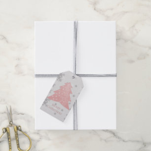 Pink Festive Christmas Tree Gift Tag