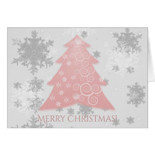 Pink Festive Christmas Tree Greeting Card