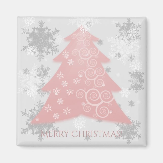 Pink Festive Christmas Tree Magnet (Front)