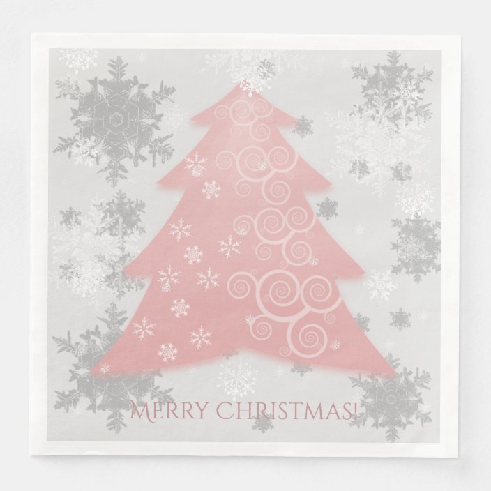 Pink Festive Christmas Tree Paper Napkin Zazzle.co.uk