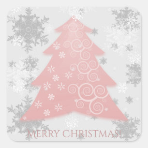 Pink Festive Christmas Tree Sticker