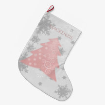 Pink Festive Christmas Tree Stocking