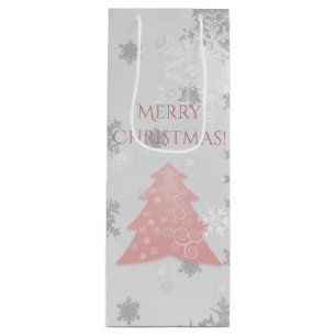 Pink Festive Christmas Tree Wine Gift Bag