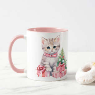 Pink Festivities Kitten Coffee Mug