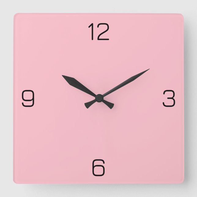 Pink FFC0CB Colour - Option to Add Name Square Wall Clock (Front)