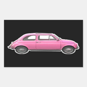 Pink Fiat 500 Cinquecento vintage sixties car Rectangular Sticker