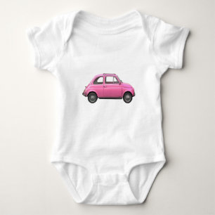 Pink Fiat 500 vintage Italian car Baby Bodysuit