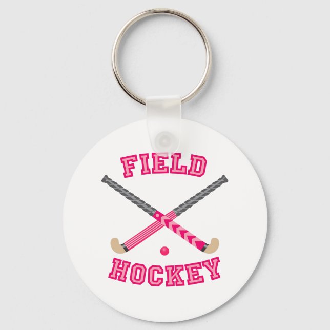 Pink Field Hockey Logo Key Ring (Front)