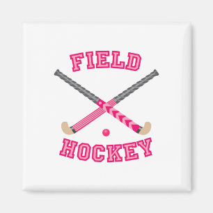 Pink Field Hockey Logo Magnet