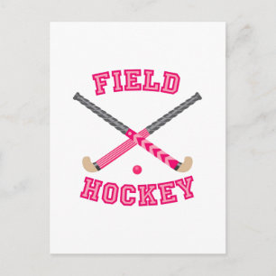 Pink Field Hockey Logo Postcard