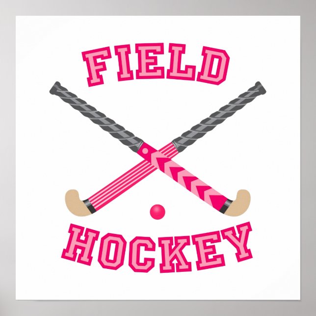 Pink Field Hockey Logo Poster (Front)