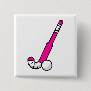 Pink Field Hockey Stick 15 Cm Square Badge