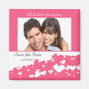 Pink Field of Hearts Save The Date Magnet
