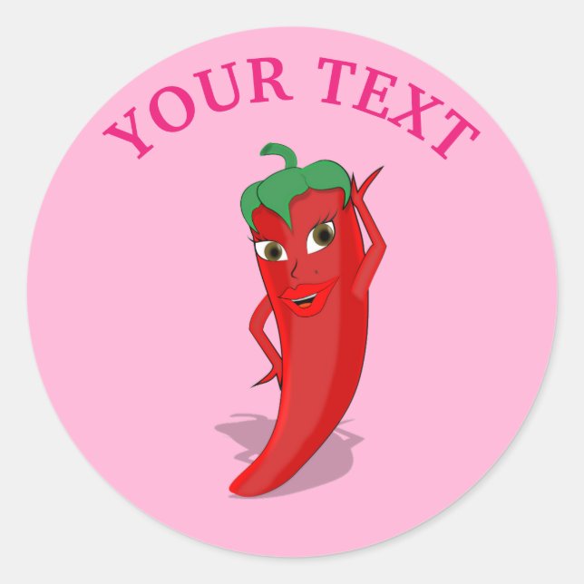 Pink Fiesta Bridal Shower With Red Hot Pepper Diva Classic Round Sticker (Front)