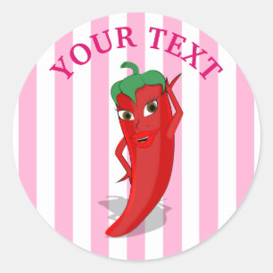 Pink Fiesta Bridal Shower With Red Hot Pepper Diva Classic Round Sticker