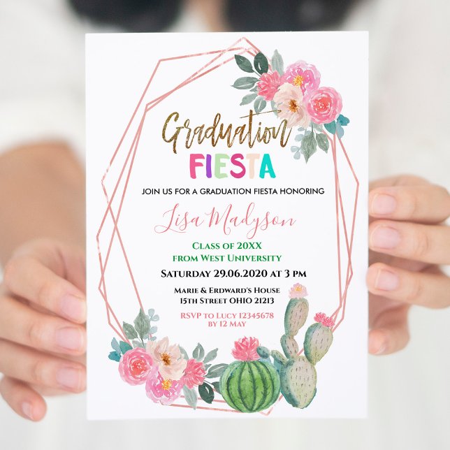 Pink Fiesta Graduation Party Invitation (Creator Uploaded)