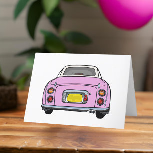Pink Figaro Car Figarations Blank Greeting Card