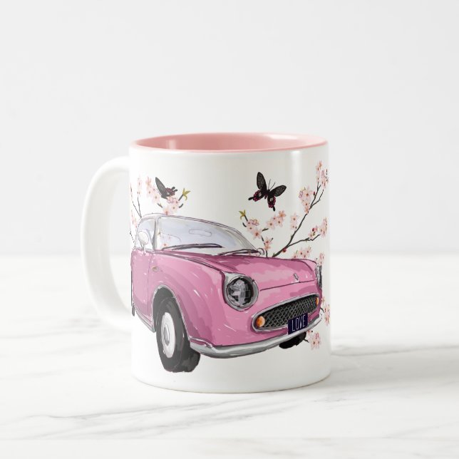 Pink Figaro coffee mug - koffiemok theemok roze (Front Left)