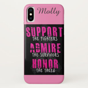 Pink Fight Breast Cancer Ribbon Gift Custom Text Case-Mate iPhone Case