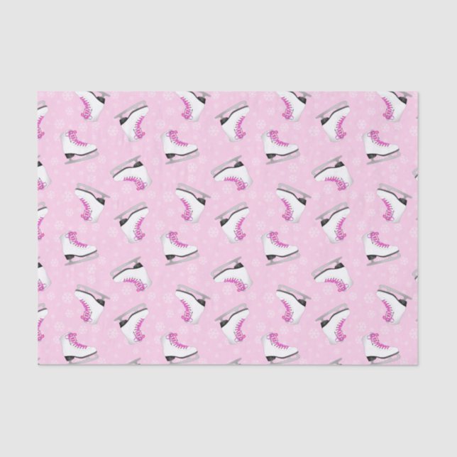 Pink Figure Skating Pattern Tissue Paper (Front)