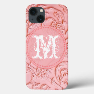 Pink Filigree Wood Carving Monogram IPAD Case