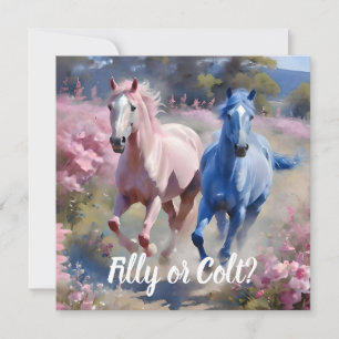 Pink Filly & Blue Colt Western Style Gender Reveal Invitation