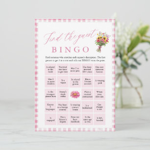 Pink Find the Guest Bingo Bridal Shower Game Invitation