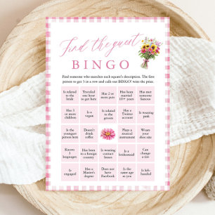 Pink Find the Guest Bingo Bridal Shower Game Invitation