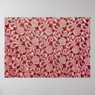 Pink fine lace texture with seamless beautiful vin poster
