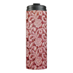 Pink fine lace texture with seamless beautiful vin thermal tumbler